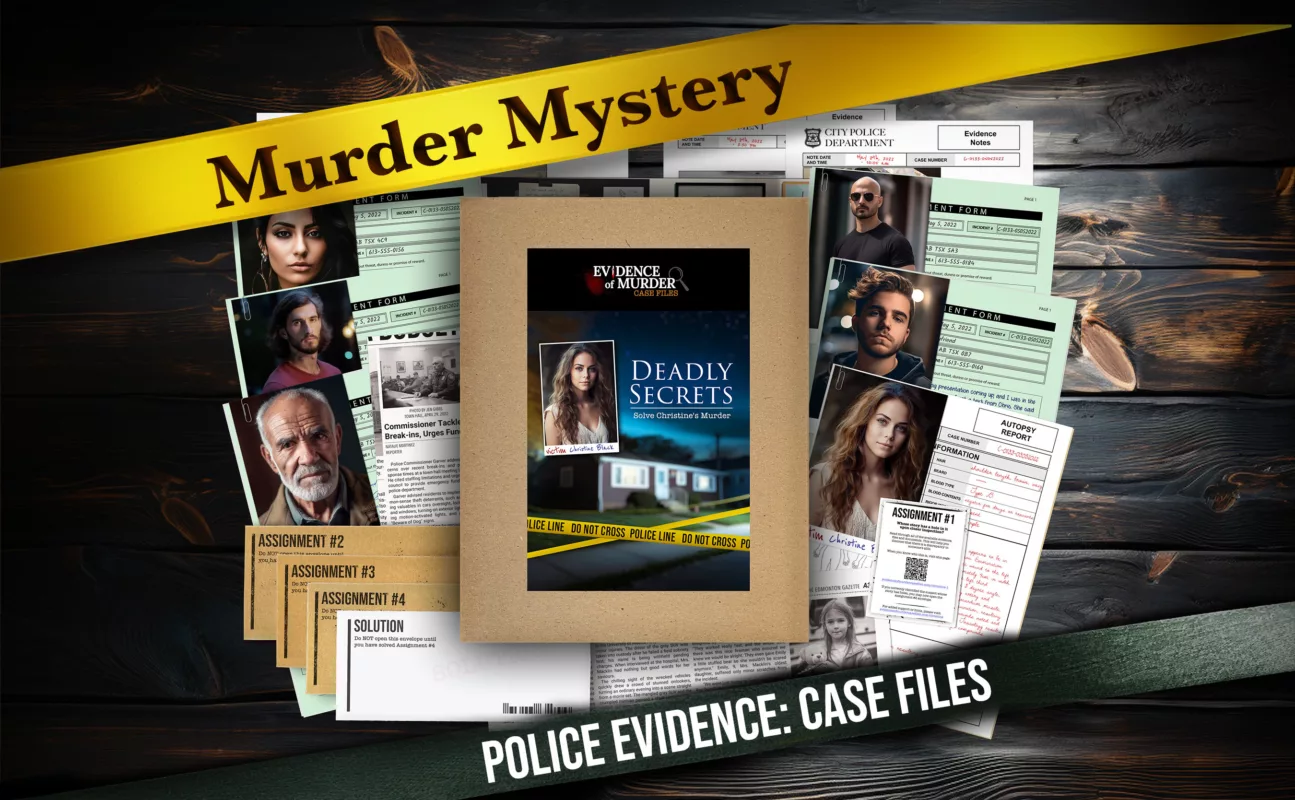 detective cold case files game murder mystery police evidence home game
